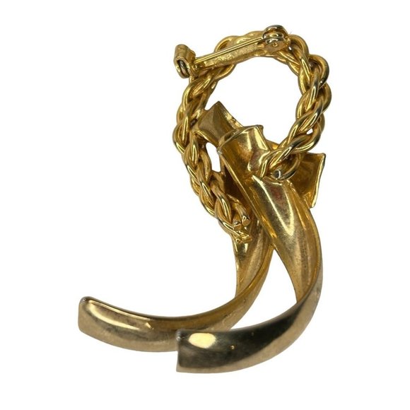 Vintage Goldtone Brooch Dimensional Ribbon Abstractt 2.25" - Picture 6 of 6